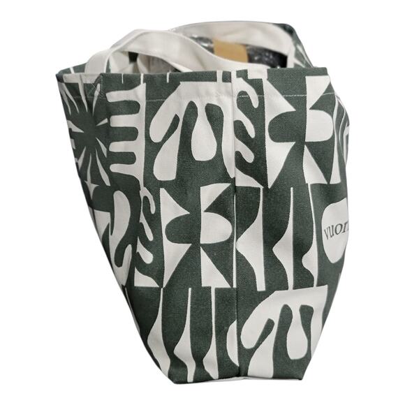 Vuori Canvas Tote Bag‎ Green White Abstract Print Gym Beach Travel Carryall - Picture 2 of 8